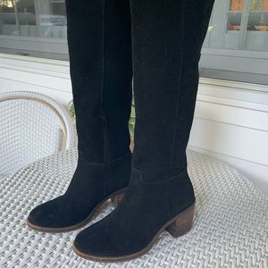 Luck suede knee high black boots